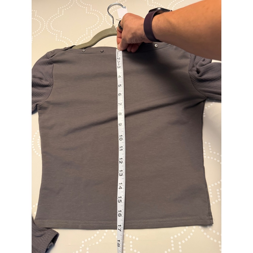Edikted Long Sleeve Top Button Trim Boat Neck Brown Size S - Picture 8 of 10